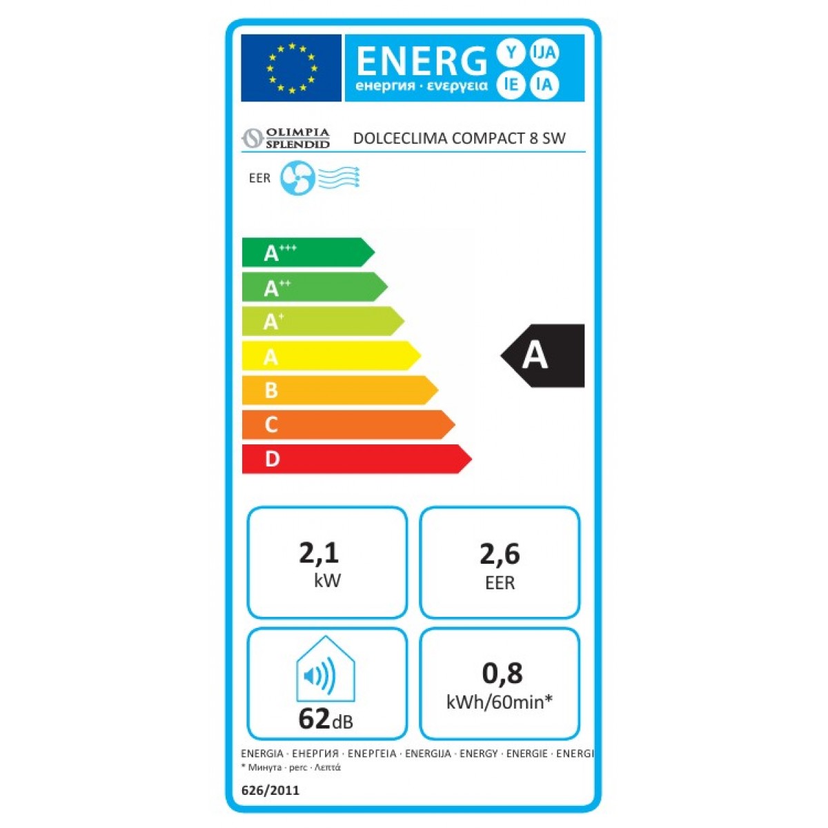 Aer condiționat portabil Olimpia Splendid Dolceclima Compact 8 SW