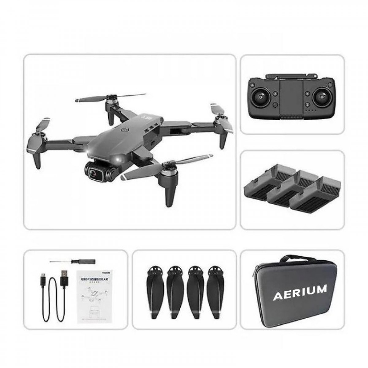 Dronă AERIUM L900 GPS 4K neagră - 3 baterii