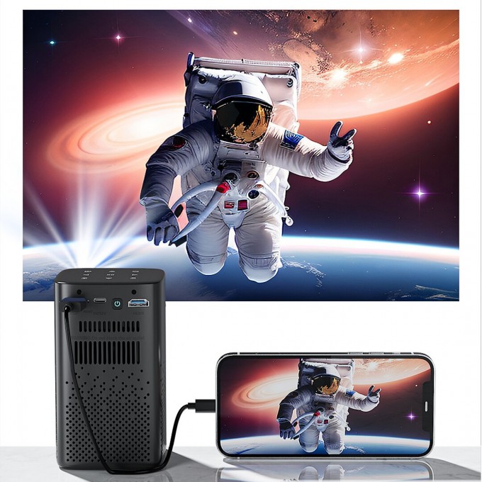 Miniproiector portabil cu baterie AERIUM P8000 DLP Wi-Fi Super Bass