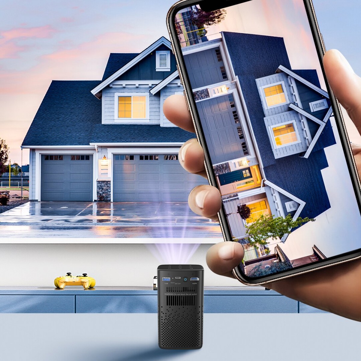 Miniproiector portabil cu baterie AERIUM P8000 DLP Wi-Fi Super Bass Miniproiector portabil cu baterie AERIUM P8000 DLP Wi-Fi Super Bass