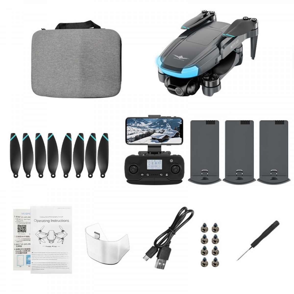 Dronă KFPLAN KF110 GPS 4K - 3 baterii