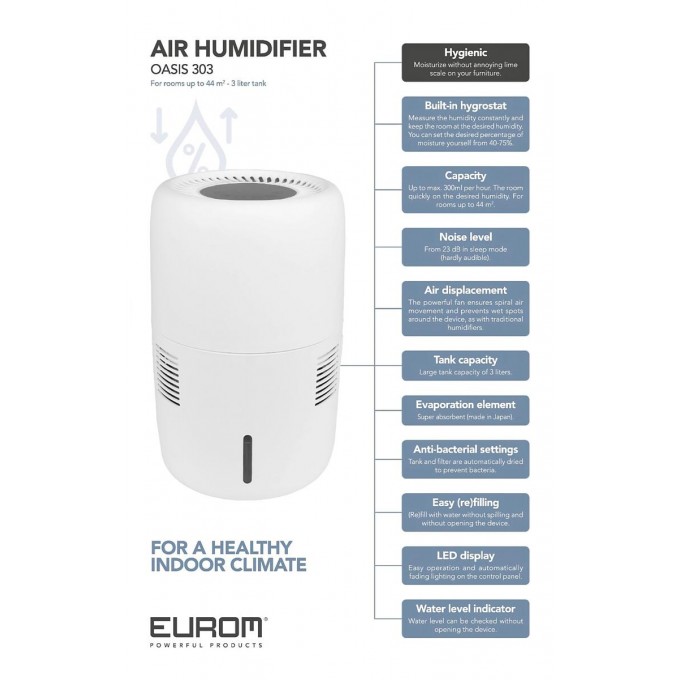 Umidificator EUROM Oasis 303 Wi-Fi Umidificator EUROM Oasis 303 Wi-Fi