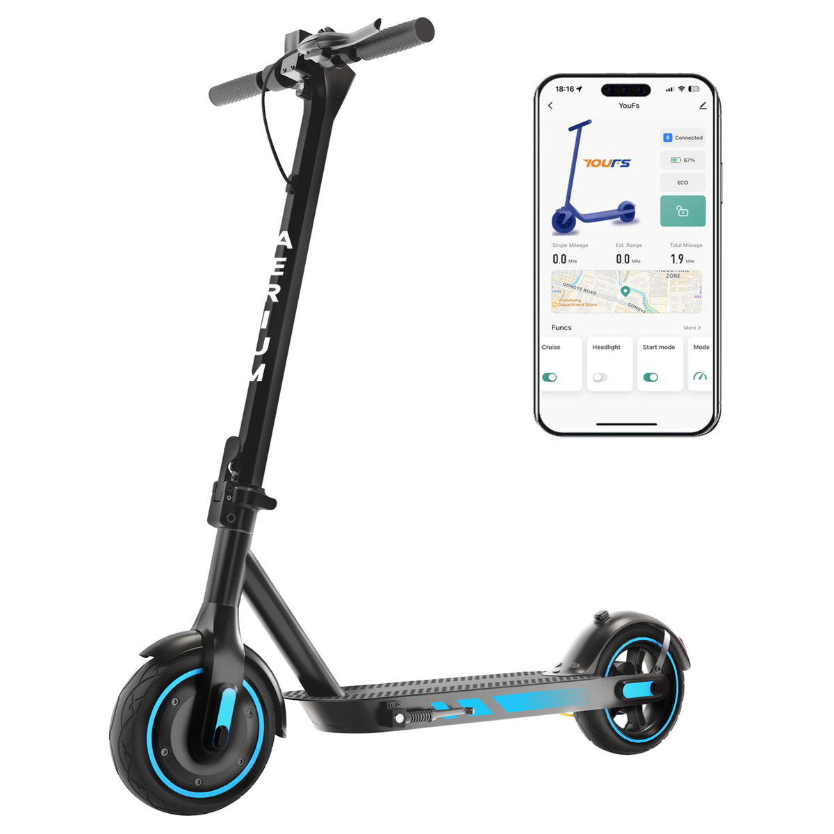 Trotinetă electrică AERIUM MaxRide T500 albastră Trotinetă electrică AERIUM MaxRide T500 albastră