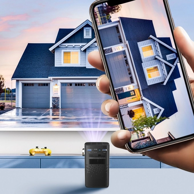 Miniproiector portabil cu baterie AERIUM P8000 DLP Wi-Fi Super Bass