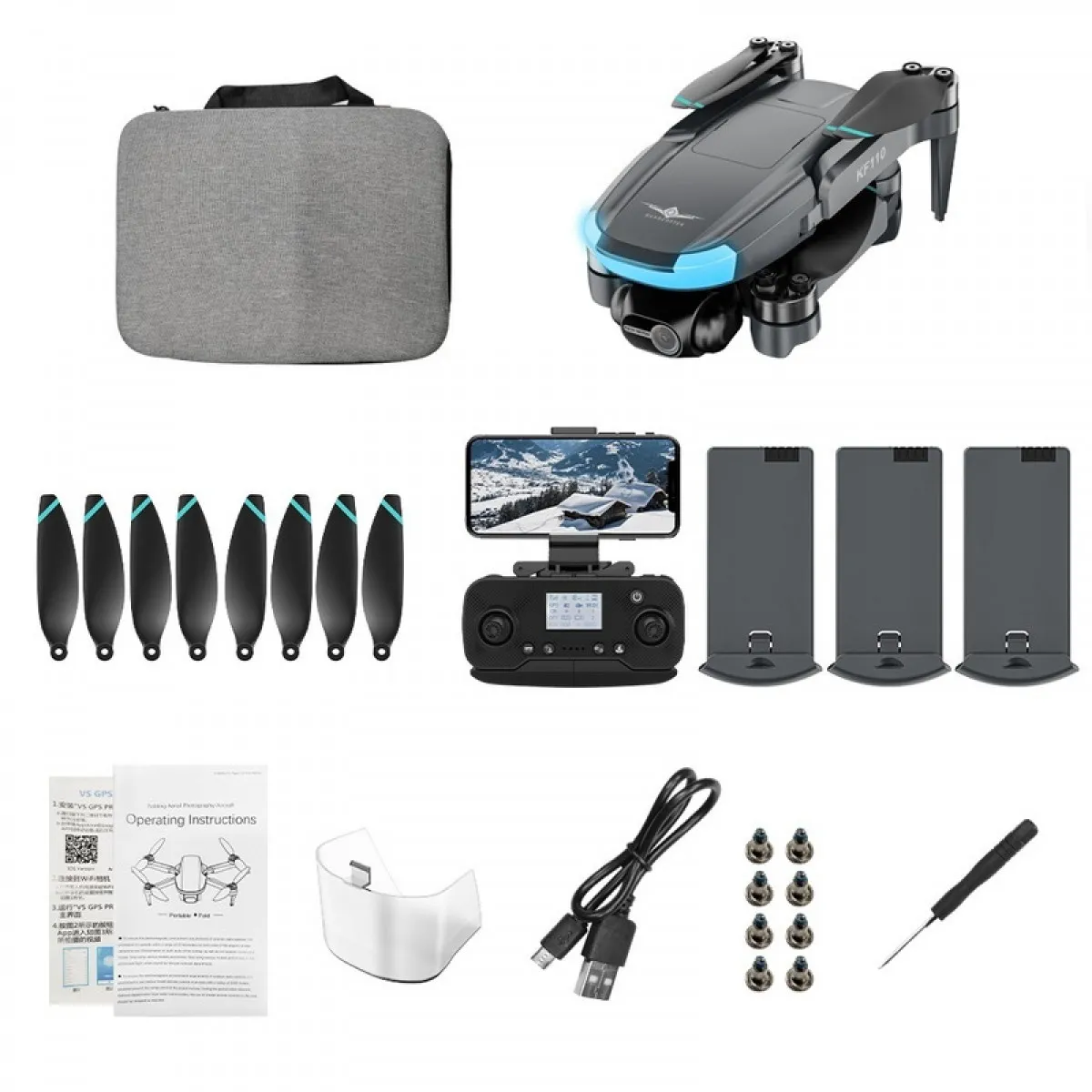 Dronă KFPLAN KF110 GPS 4K - 3 baterii